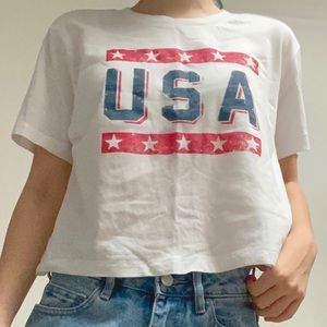 white cropped usa graphic baby tee shirt